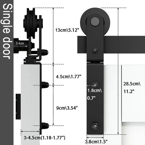 Beefy Heavy Duty 3.5 Foot Bi Folding Barn Door Hardware Kit For Two Doors, Carbon Steel Sliding Track System In Frosted Black details