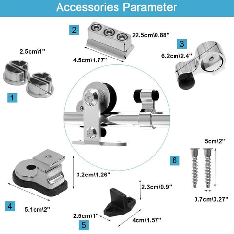 Components of 14 Foot Stainless Steel Sliding Barn Door Hardware Track Kit Top Mount T Hanger Set For A Single Door