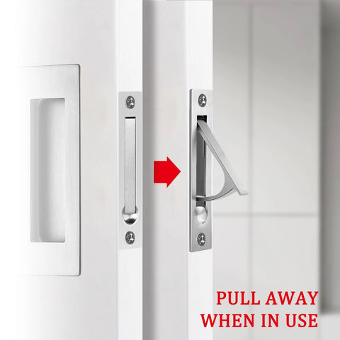 Pocket Door Pull And Edge Pull Set In Brushed Nickel, 6 Inch Handles, Recessed Finger Flush Pulls, 304 Stainless Steel