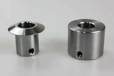 Bead Roller Tipping Dies For 7/8 Inch Or 22mm Shafts, Pro Grade Tool shown in stainless steel, two components side by side