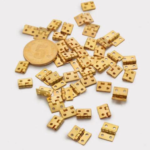30 Piece Mini Copper Hinges for Tiny Wooden Boxes Jewelry Boxes and DIY Projects 8 By 10 Mm Micro Miniature Cabinet Hardware Rust Resistant