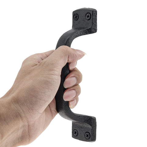 Heavy Duty Sliding Barn Door Handles Black 7 Inch Two Pack Rustic Gate Pull Handles For Shed Fence Cabinet Full Hand Grip Rust Resistant