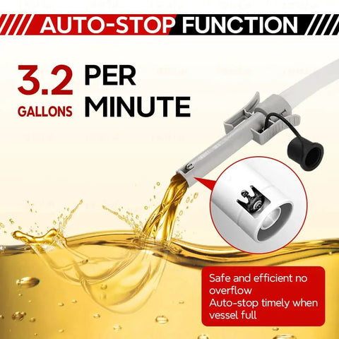 Auto Stop Fuel Transfer Pump Portable Gas Can Pump With USB Type C Or Battery Power, 3.2 GPM flow, spill proof feature