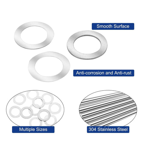 Barrel Shim Kit 1/2x28 For Muzzle Brake Alignment 5.56mm.223 showing stainless steel shims and anti-corrosion features