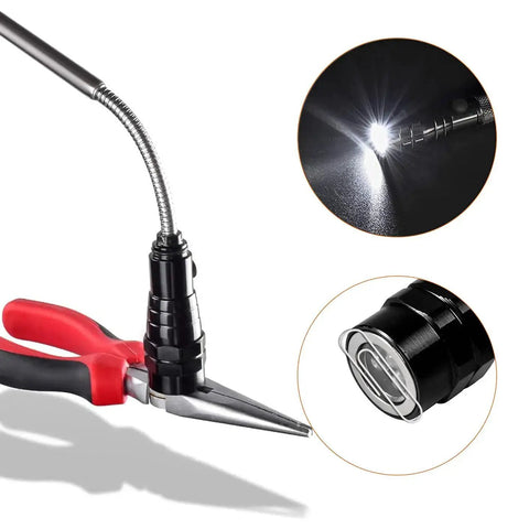 Magnetic Flashlight Gift For Men And Dads Extendable Telescoping Magnet Tool with 3-LED light and long grip handle
