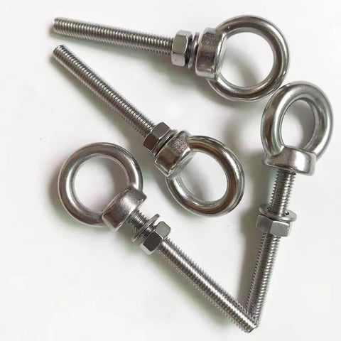 Heavy Duty Stainless Steel Eye Bolts With Washer And Nuts For Lifting Rings M6 Shoulder Eyebolts 85mm Total Length 50mm Thread