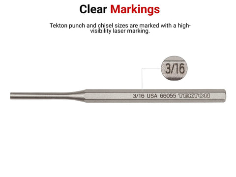 Five Sixty Fourth Inch Roll Pin Punch With Self Centering Guide Ball Tip For Driving Out Hollow Pins, High Carbon Steel, side view