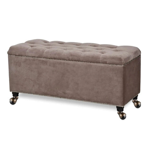 Ottoman with 2 Inch Ball Caster With Grip Neck Stem And Brake Sockets For Furniture Set Of Four Vintage Swivel Caster Wheels shown installed