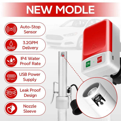 Auto Stop Fuel Transfer Pump Portable Gas Can Pump with USB Type C or Battery Power, 3.2 GPM, 51 Inch Hose, 4 Can Adapters