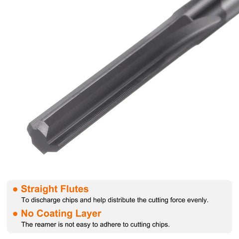 Close-up of Carbide Chucking Reamer 0.188 Inch Diameter Straight Flute Straight Shank showing straight flutes and uncoated surface.