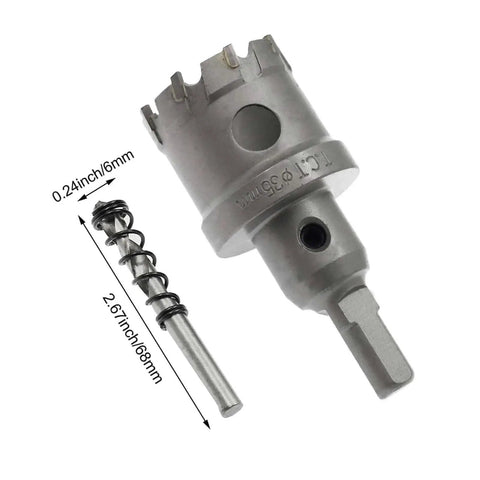 Carbide Tipped Hole Saw Cutter One And Three Eighths Inch 35mm with arbor and spring for metal and plastic drilling