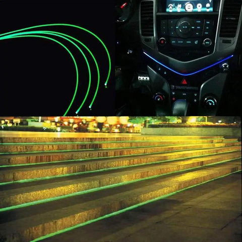 Side Glow PMMA Fiber Optic Cable 1.5mm By 5m Waterproof Light Wire For Car And Home Decor Transparent With Uniform Thickness Transmits Light Only When Connected Low Heat Safe To Touch Fiber Optic Light installed in car and outdoor steps