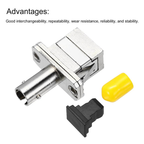 ST To SC Single Mode Fiber Optic Adapters Six Pack Simplex Cable Couplers with yellow and black protective caps