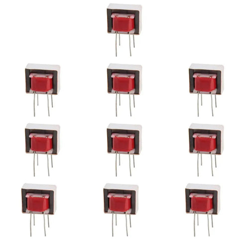 10 Pack EI-14 audio isolation transformers for hi-fi and PA systems, 600 Ohm 1 to 1 coupling, 290mH, in a grid layout.