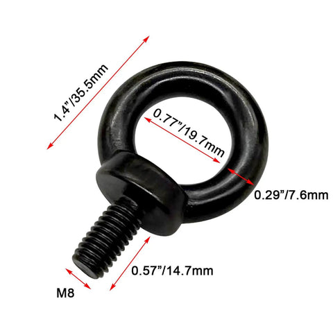 Tough As Nails M8 Lifting Eye Bolts Black Oxide 304 Stainless Steel Shoulder Thread Eye Bolts Pack Of 4 For Rigging Hoisting Anchoring Lifting