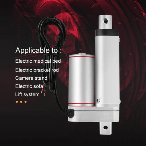 24V DC Linear Actuator Push Rod With 50mm Stroke And 750N Thrust IP54 Rated Built In Limit Switch for lifting applications