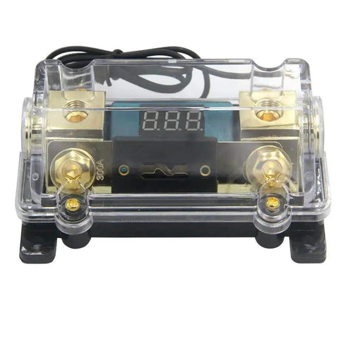 300A Inline ANL Fuse Holder With Digital Voltage Display For Car Stereo 0 GA In And Out 2 GA 4 GA Adaptable Heavy Duty Audio
