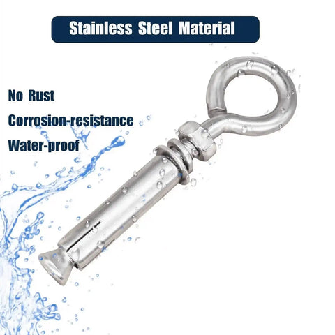 5/16 Inch By 4-3/16 Inch Shoulder Eyebolts Heavy Duty 304 Stainless Steel Expansion Anchors for Concrete Walls and Ceilings demo