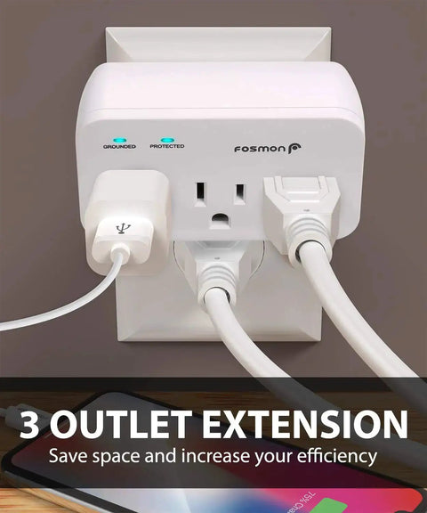 Three Outlet Heavy Duty Appliance Surge Protector 1200J 1875W ETL Listed For Fridge Microwave And Washer 3 Prong Power Strip 2 Pack