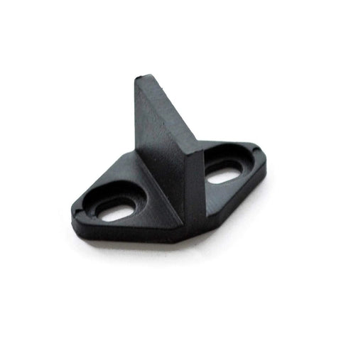 Close-up of a black steel component from the Double Sliding Barn Door Hardware Track Kit In Black Steel For Closet And Interior Doors