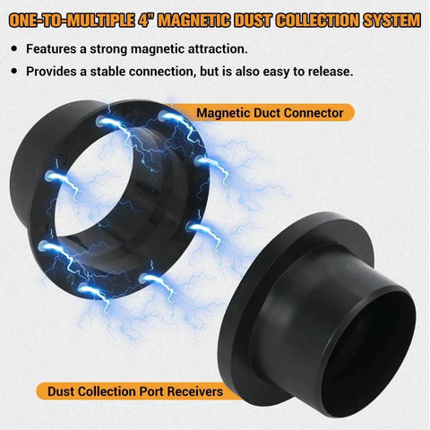 Magnetic Dust Collection Fittings Starter Kit For Woodworking And Shop Vacuums 4 Inch Hose Quick Connectors illustration