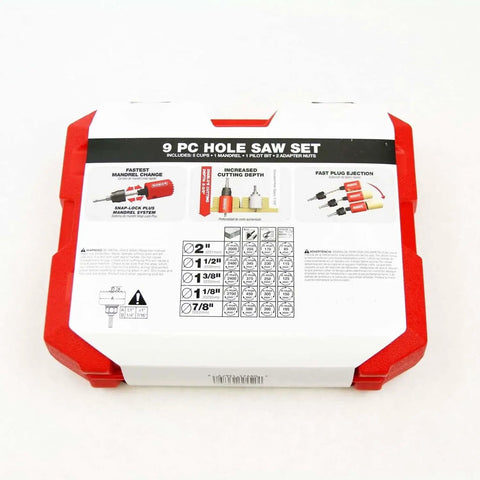 Packaging of Diablo by Freud 9 Piece Pro Grade High Performance Hole Saw Set With 60mm Depth For Deep One Pass Holes, showing saw sizes.