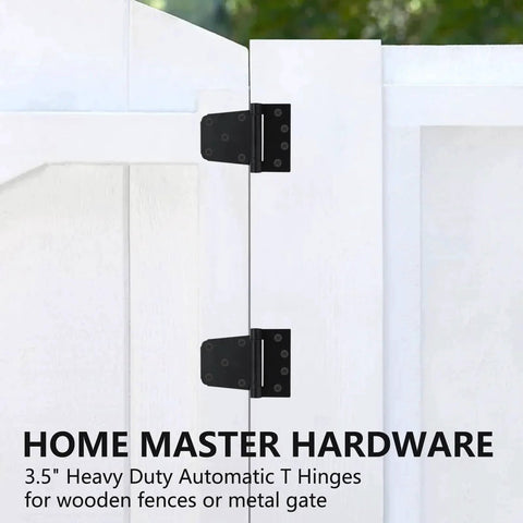 Self Closing Spring Gate Hinge Three And One Half Inch Heavy Duty Automatic T Hinge Steel Black Finish with Screws