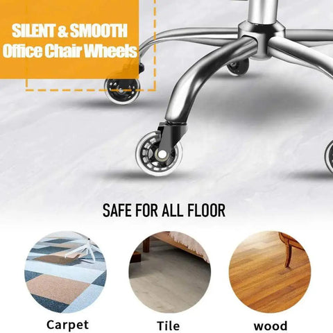 3 Inch Office Chair Wheels Set for Quiet Smooth Rolling on multiple surfaces including carpet, tile, and wood
