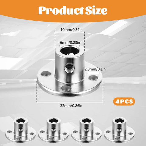 4-pack 6mm stainless steel flange shaft coupler with set screws for RC model motors