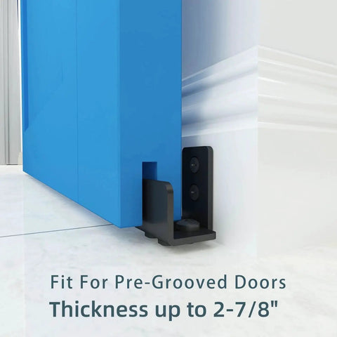 Matte Black Floor Guide Wall Mount For Sliding Barn Door Hardware Set Of 2, adjustable for door thickness from 1 inch to 1-3/8 inches on floor