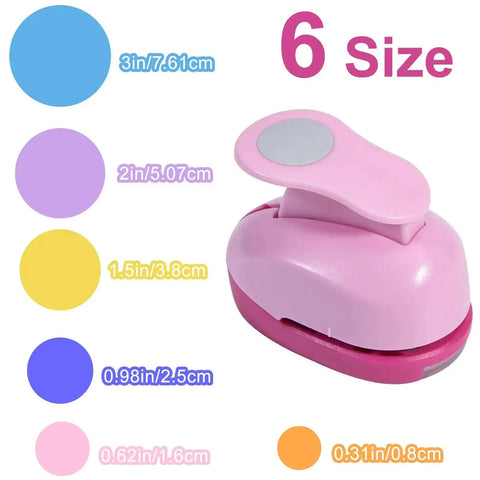 Six Size Circle Punch Set for Paper Crafts with Easy Operation and Color Vibes displayed with size options