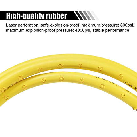 AC refrigerant hose, 60 inch, 800 psi, yellow rubber with 1/4in SAE flare for R134A/R410A/R22
