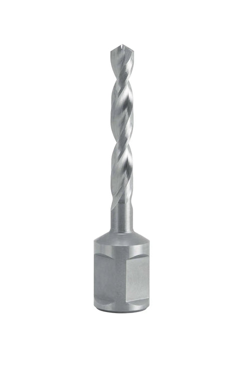 Front view of Five Sixteenths Inch Diameter HSS Drill Bit For Metal With Three Quarter Inch Weldon Shank Two Inch Depth Of Cut.