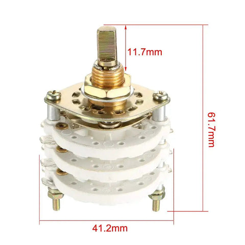 Durable Rotary Switch Band Selector With Knob And Mounting Nut, 21 Pin, fits 9.7mm mount hole and 6mm shaft, 11.7mm shaft length