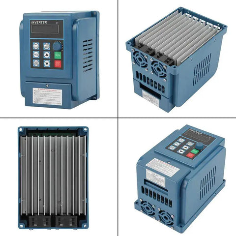 380V 4kW Three Phase VFD Inverter With PWM Control Variable Frequency Drive, front and side views showing heat sink and controls.