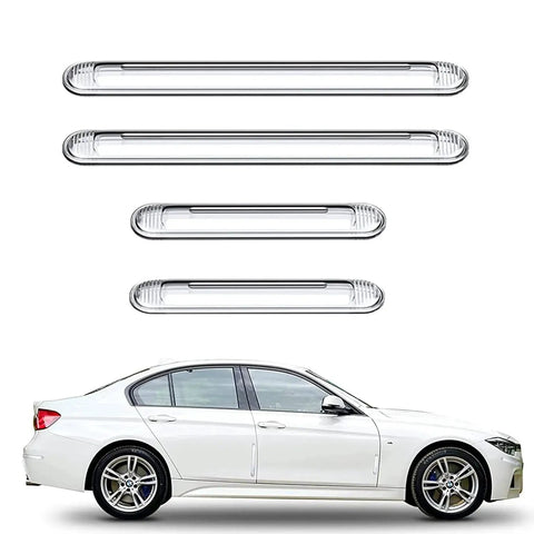 Clear Silicone Furniture Bumpers Set 8 Pcs Self Adhesive Protectors For Doors displayed above white car side view.