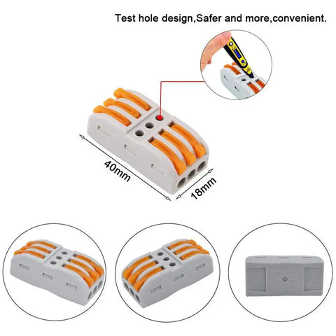 Premium SPL-3 Lever Nut Wire Connectors Set, 12 Pack, 3 Way 6 Port Compact Splice Connectors, Cable Clamp Terminal Block Spring Connectors