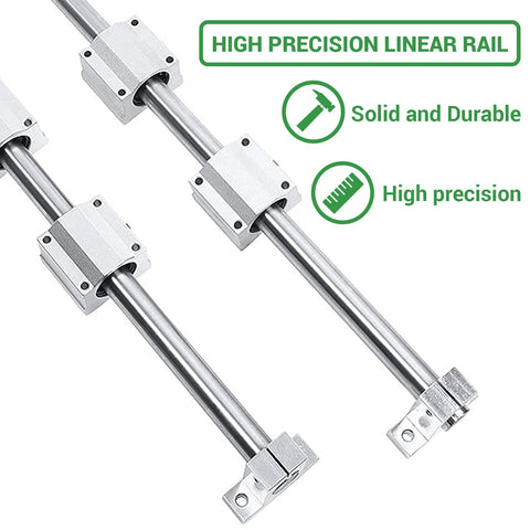CHUANGNENG 2pcs 600mm stainless steel linear rails with 12mm dia ball bearings and slide bushings