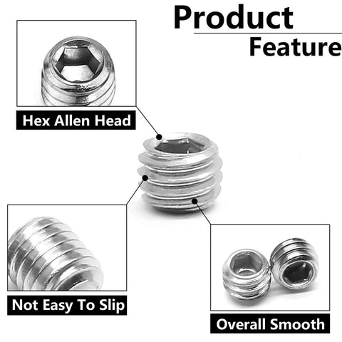 50Pcs M5 X 4mm Cup Point Socket Set Screws Hex Allen Head Stainless Steel Grub Screws 304 Heavy Duty Corrosion Resistant