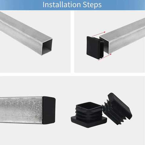 12 Pack 1 Inch 1x1 Square Tube End Caps Plastic Plugs For Square Tubing Black Durable Fitting Installation Steps