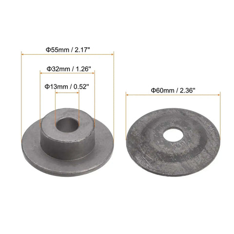 Two Pack Bench Grinder Arbor Washer Flange Set Pro Grade Carbon Steel Durable 1.26 Inch Od 0.52 Inch Id 2.17 Inch Arbor Diameter
