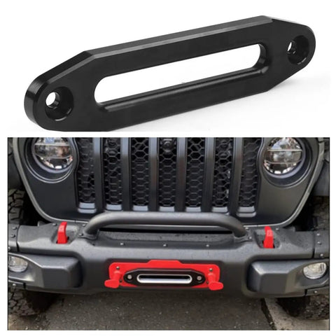 Hawse Style Winch Fairlead For 3000 To 4000 LB Automotive Winches Black Rugged Four Point Eight Eight Inch Center Bolt Pattern 124mm Mount for truck front view.