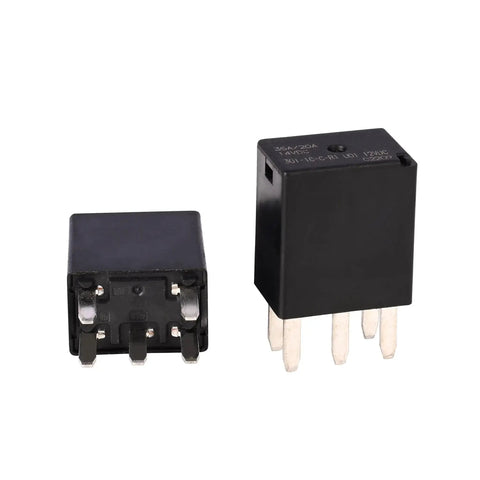 Four Pack 12V DC Automotive Relays SPDT 35A 5 Pin High Current Power Relay Model 301-1C-C-R1-U01 12VDC on display