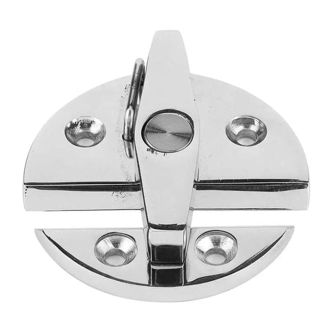 Turn catch rotate lock, chrome round base plate, 316 stainless marine hardware, Amazon brand, front view