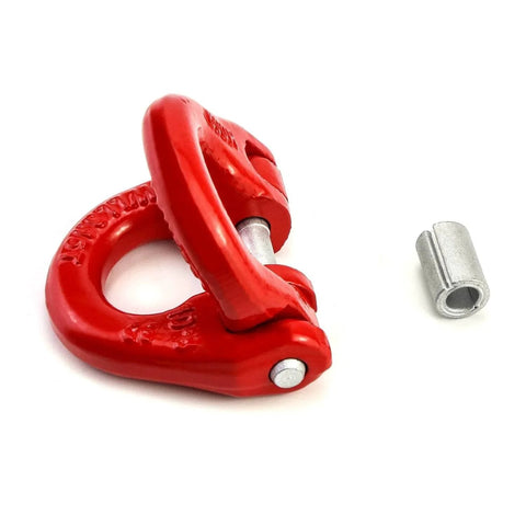 Red G80 Alloy Steel Hammerlock Coupling Link with pin, Five Sixteenths Inch Safety Chain Connector, side view