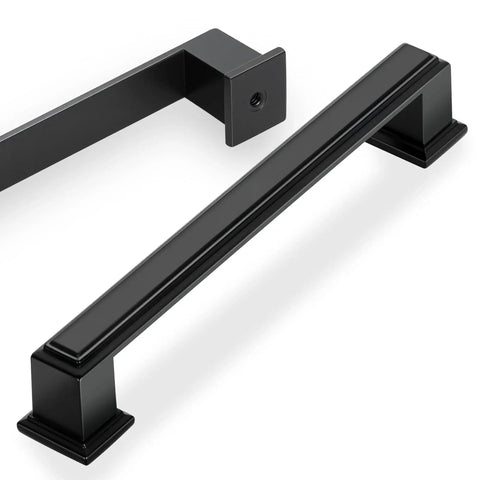 10 Pack 5 Inch Hole Center Matte Black Modern Cabinet Pulls For Kitchen Cabinets Dresser Cupboard And Wardrobe, Durable Zinc Alloy Handles