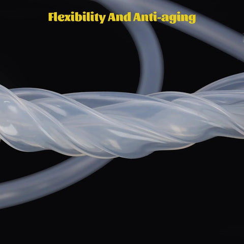 Clear silicone tubing, 1/4 in ID x 3/8 in OD, food-grade, flexible high-temp hose