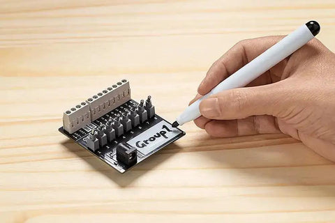 Hand writing on Opta Controller, part of Hands On Industrial Automation PLC Starter Kit With Opta Controller Wi Fi Bluetooth IO Modules Over Twenty Hours Of Online Learning Content And Cloud Integration For Smart Manufacturing Enthusiasts And Makers