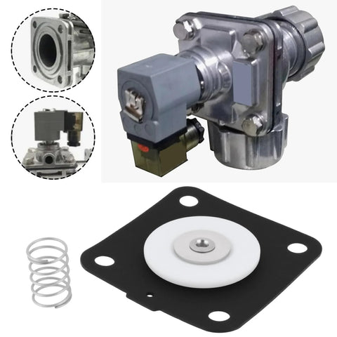 Replacement diaphragm repair kit for Goyen pulse valve K2501/M1183B; white diaphragm, black mounting plate, metal spring.