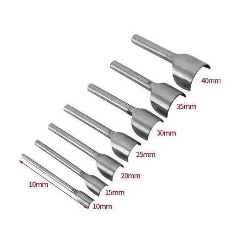 Half Round Leather Punch Cutter Set 7 Piece DIY Leather Craft Tool with 10 to 40 Millimeter Circle End Options, solid steel construction